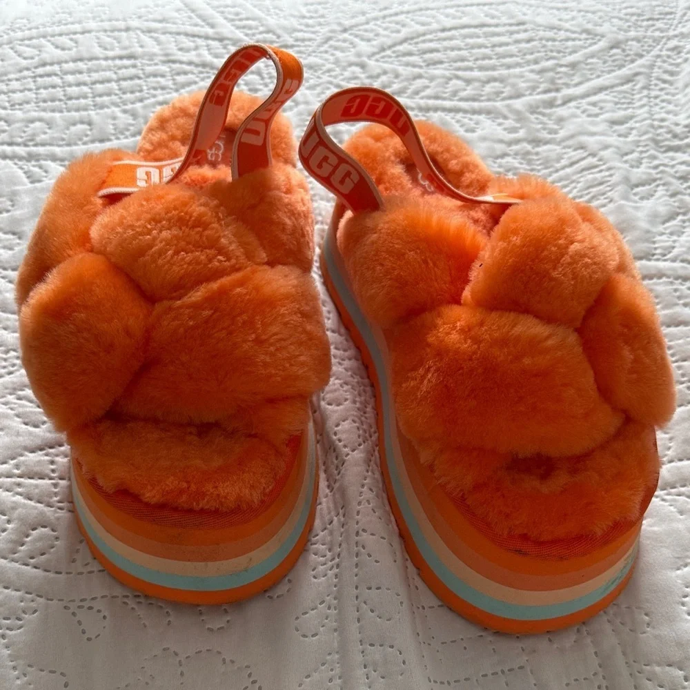 UGG Disco Wildflower Orange Knot Slide Slipper Shoes US 7 - Picture 3 of 9